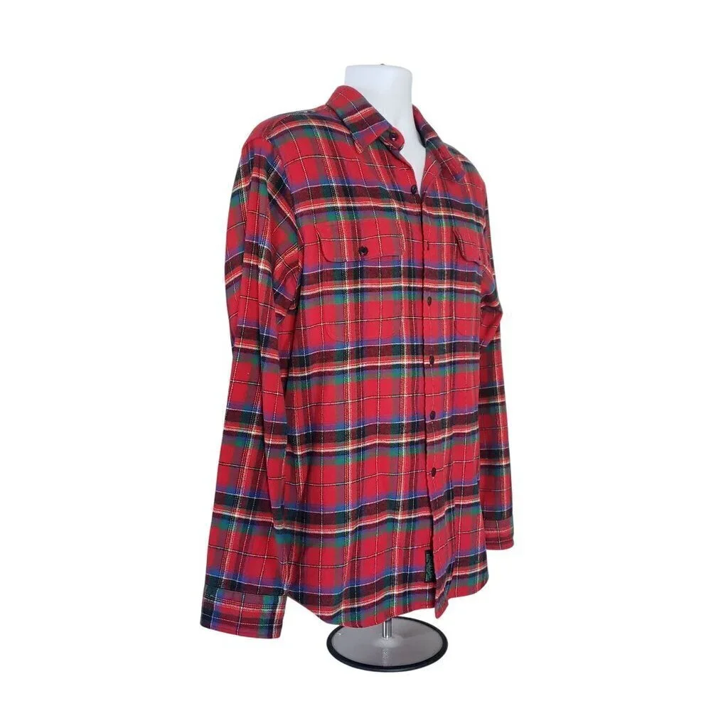 Vtg Polo Ralph Lauren Men's LG Red Plaid Flannel Long Sleeve Work Shirt Gorpcore